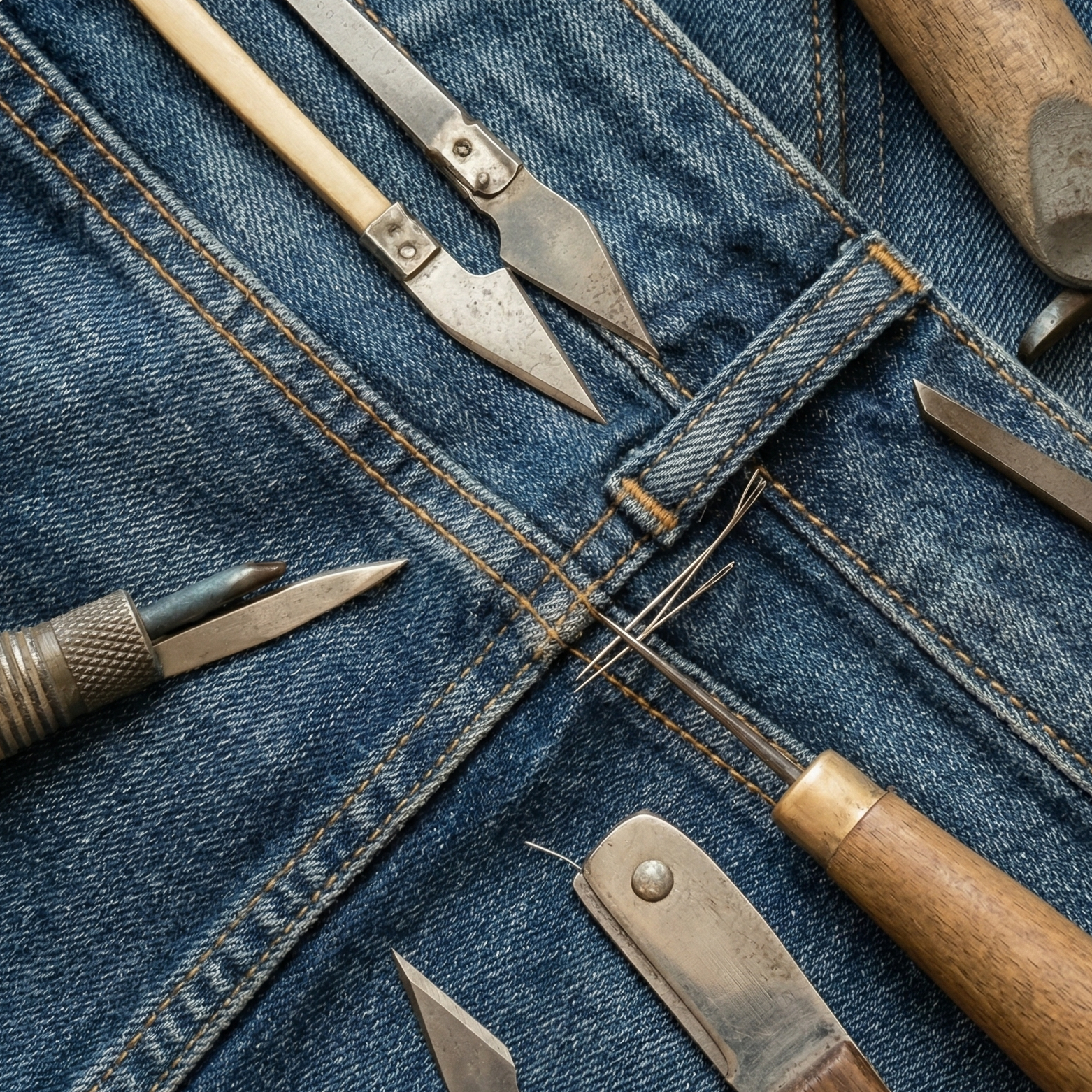 Denim tools close-up