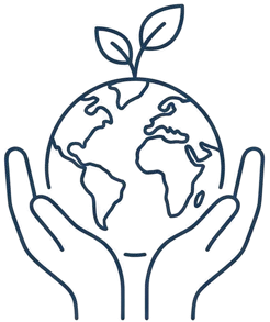 Hands holding earth icon