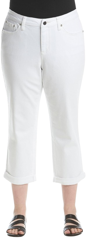 Plus Size Embroidered Pocket Capri 24W by Earl Jean