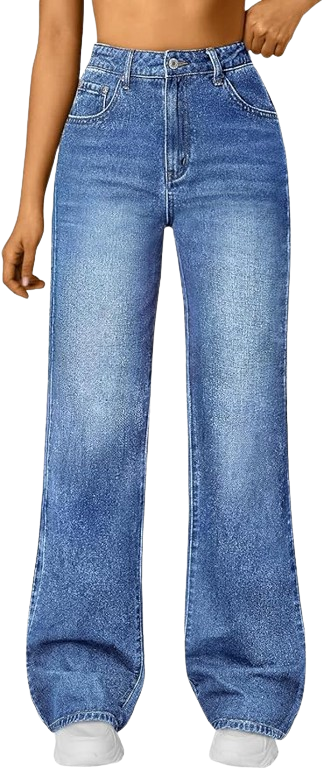 Earl Jean Women's High Waisted Straight Wide Leg Jeans